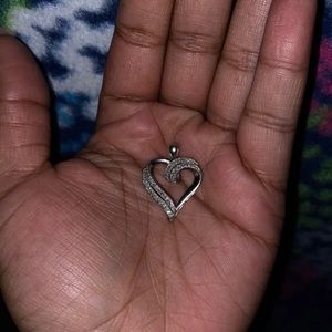 real silver diamond heart pendant